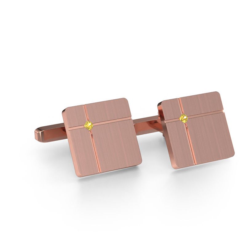 Boutons de manchettes Hilco 585 or rose saphir jaune 2 mm