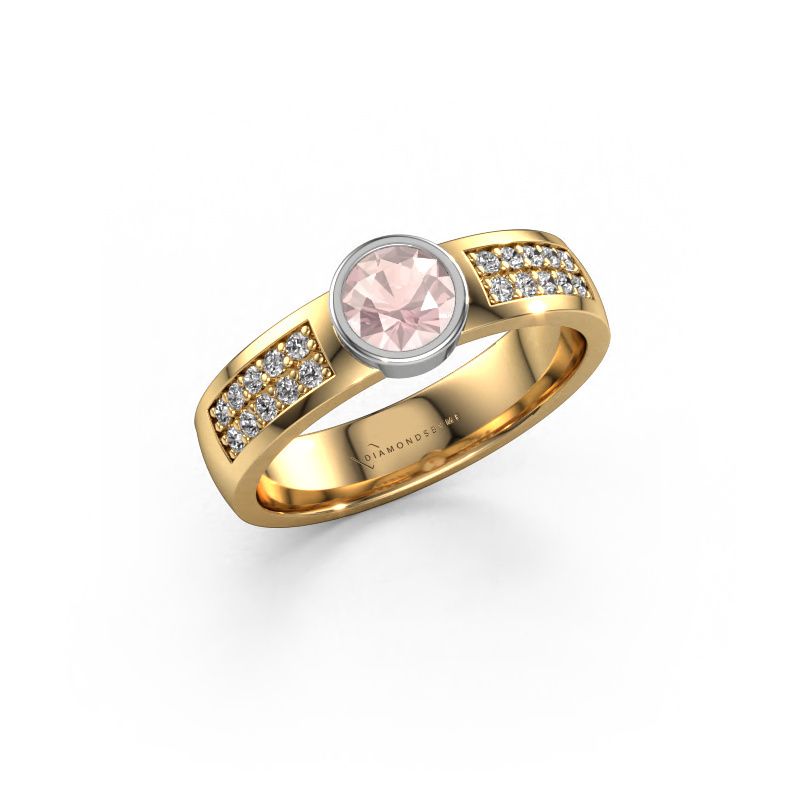 Engagement ring Ise 3 585 gold morganite champagne 4.7 mm