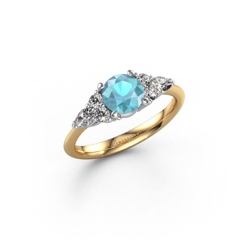 Engagement ring Melani RND 585 gold blue topaz 6 mm