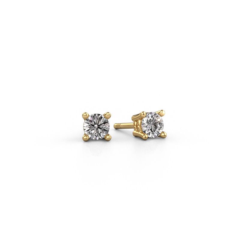 Clous d'oreilles Jannette 585 or jaune zircone 4 mm