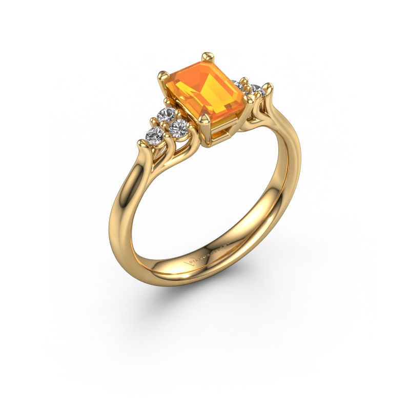 Verlobungsring Monika EME 585 Gold Citrin 7x5 mm