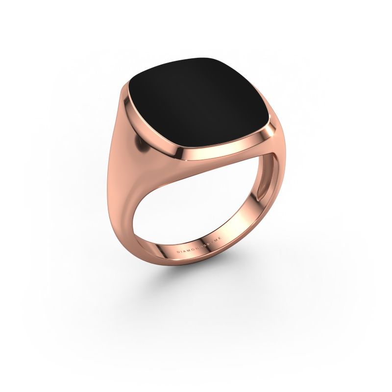 Chevalière Benjamin 4 Light 585 or rose onyx 17x14 mm