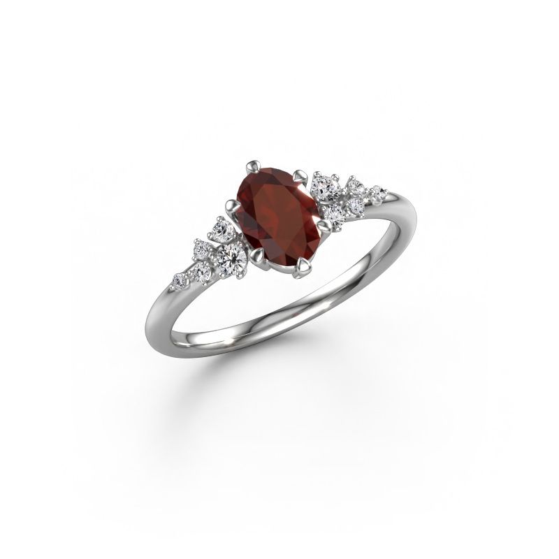 Ring Royce OVL 950 platinum garnet 7x5 mm