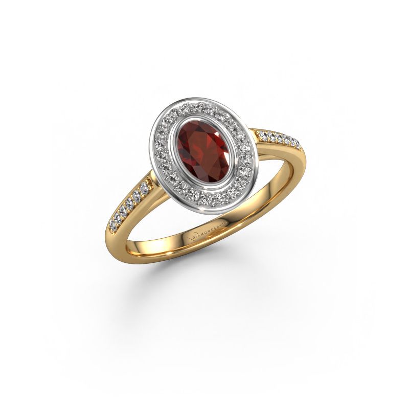 Engagement ring Noud 2 OVL 585 gold garnet 6x4 mm