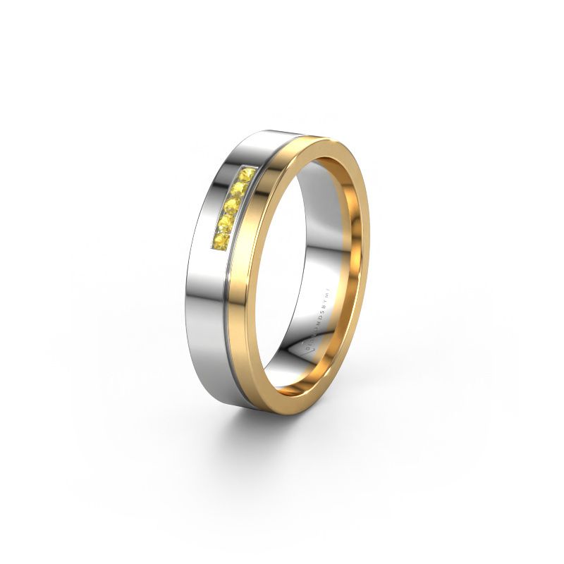 Wedding ring WH0307L15AP 585 white gold yellow sapphire ±5x1.7 mm
