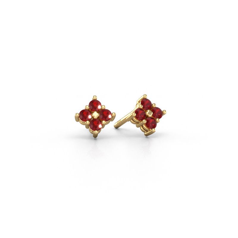 Oorstekers Maryetta 585 goud robijn 2 mm