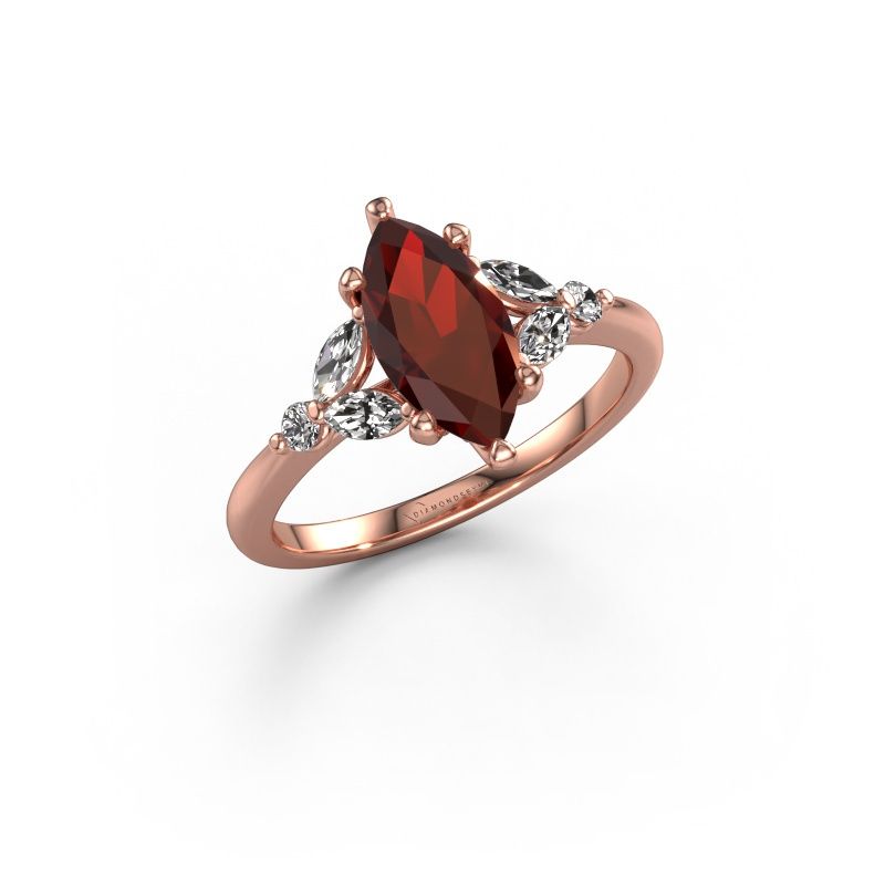 Verlobungsring Megan MRQ 585 Roségold Granat 11x5.5 mm