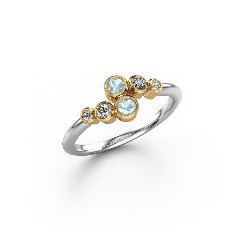 Ring Lonnie 585 witgoud aquamarijn 2.5 mm
