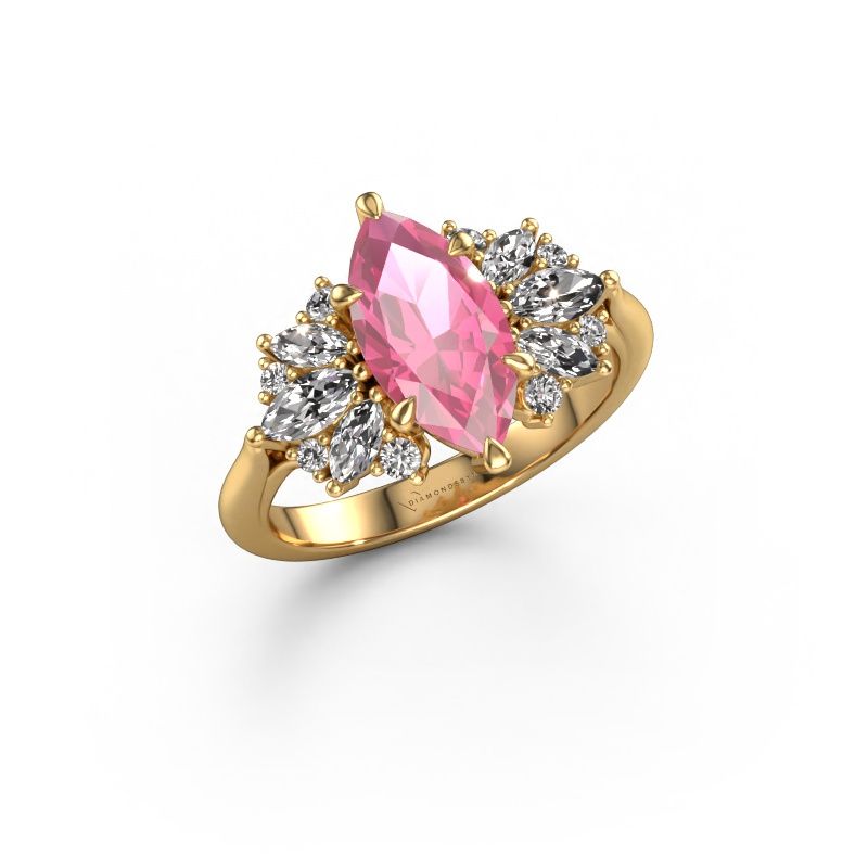 Engagement ring Jaimie 585 gold pink sapphire 12x6 mm