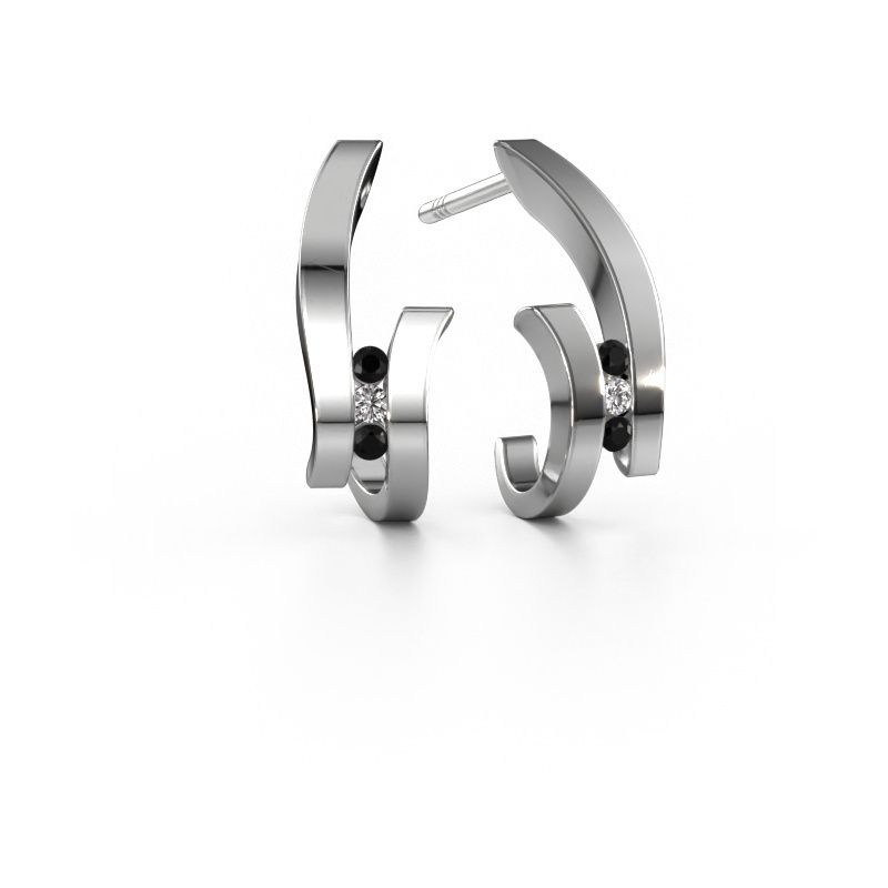 Boucles d'oreilles Juliette 585 or blanc diamant noir 0.102 crt