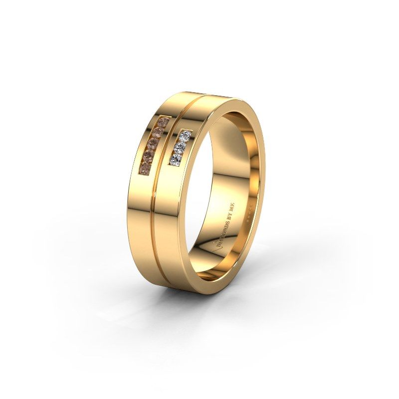 Image of Wedding ring WH0207L16AP<br/>585 gold ±6x1.7 mm<br/>Brown diamond