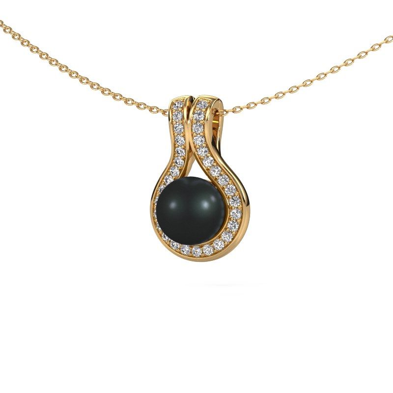 Pendentif Noriko 585 or jaune perle noire 6 mm