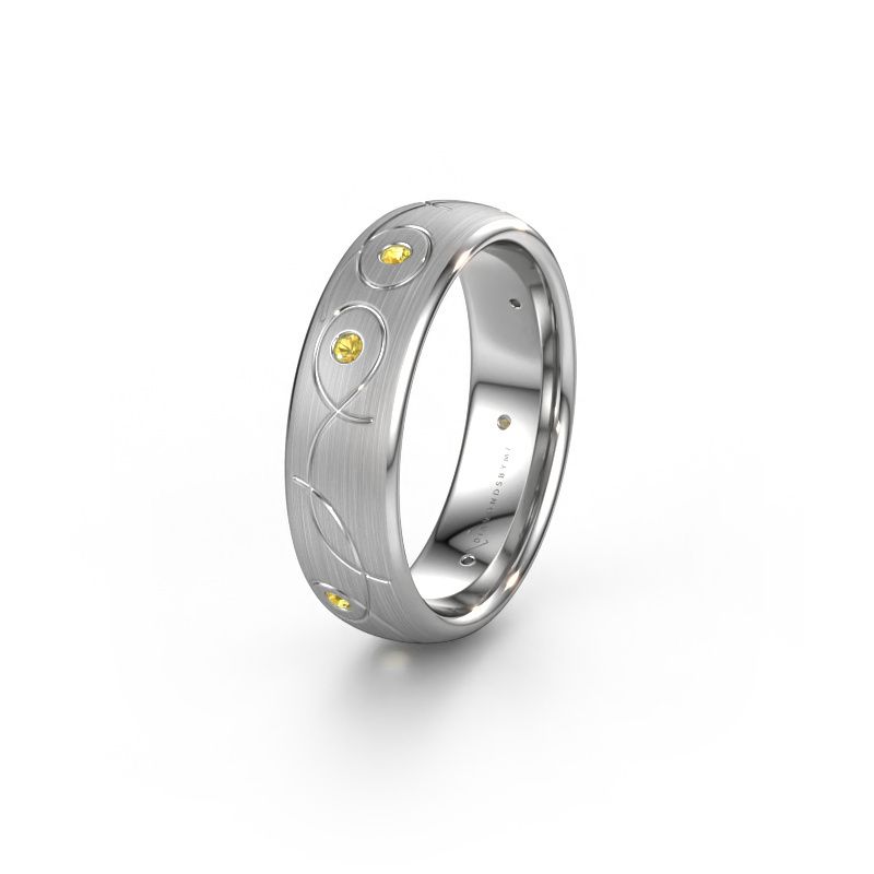 Trouwring WH2068L36BM 950 platina gele saffier ±6x2 mm