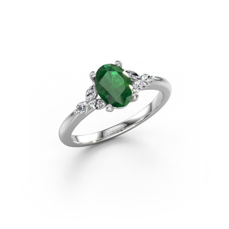 Engagement ring Megan OVL 950 platinum emerald 7,5x5,5 mm