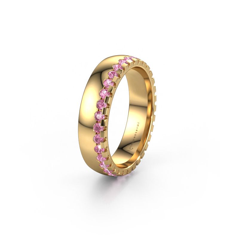 Wedding ring WH6122L25B 585 gold pink sapphire ±5x2 mm