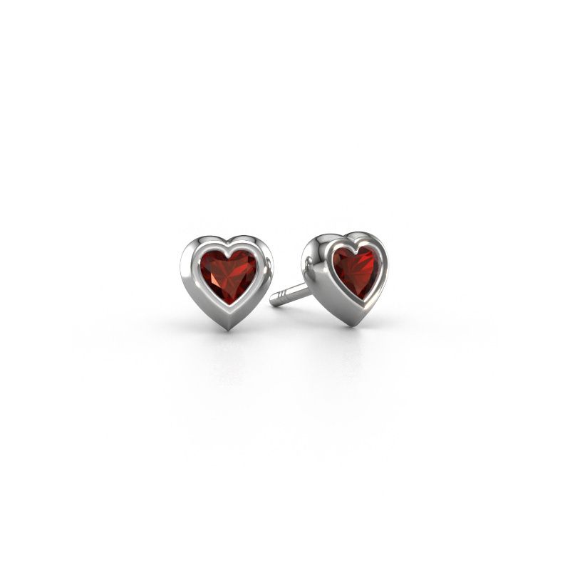 Clous d'oreilles Charlotte 585 or blanc grenat 4 mm