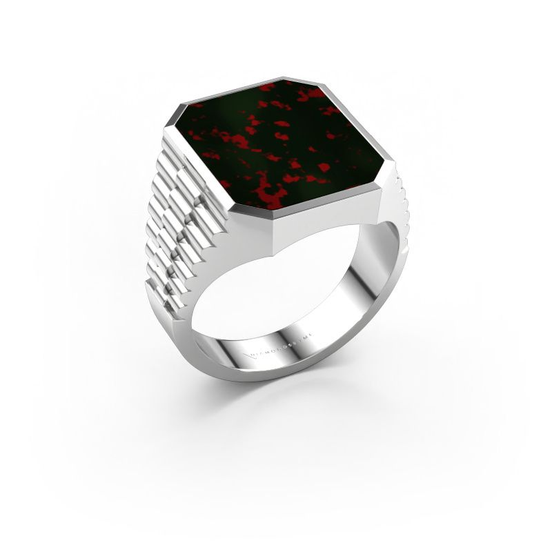 Chevalière Brent 4 585 or blanc héliotrope 16x13 mm