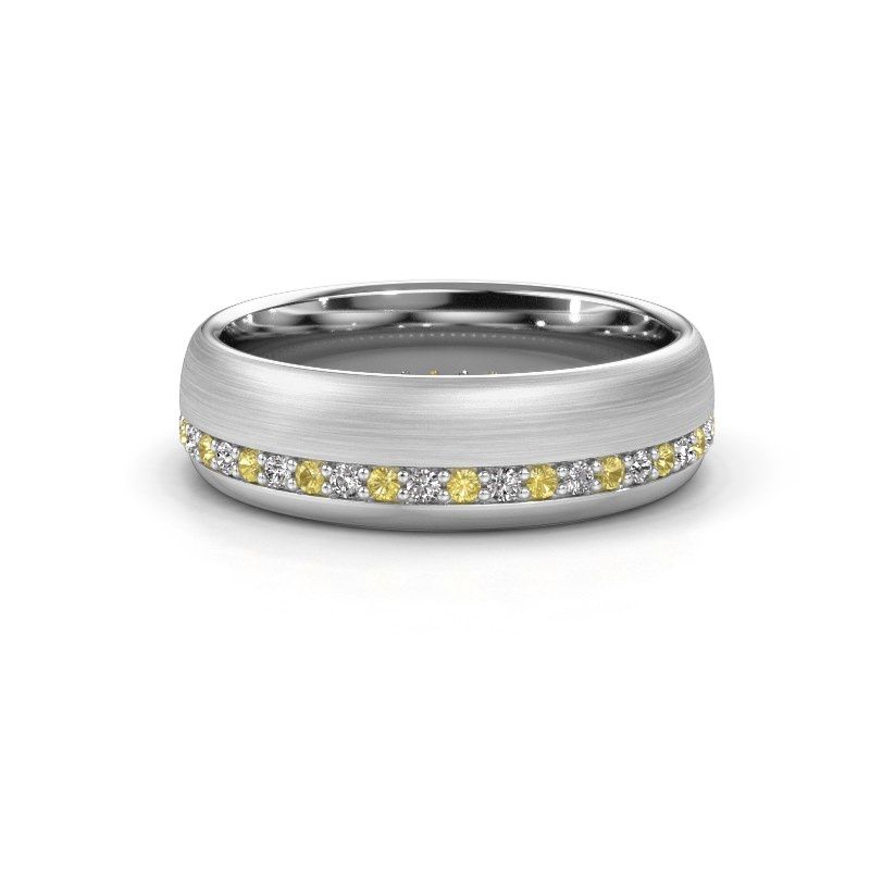 Afbeelding van Trouwring WH0303L36BMP 950 platina gele saffier ±6x2 mm