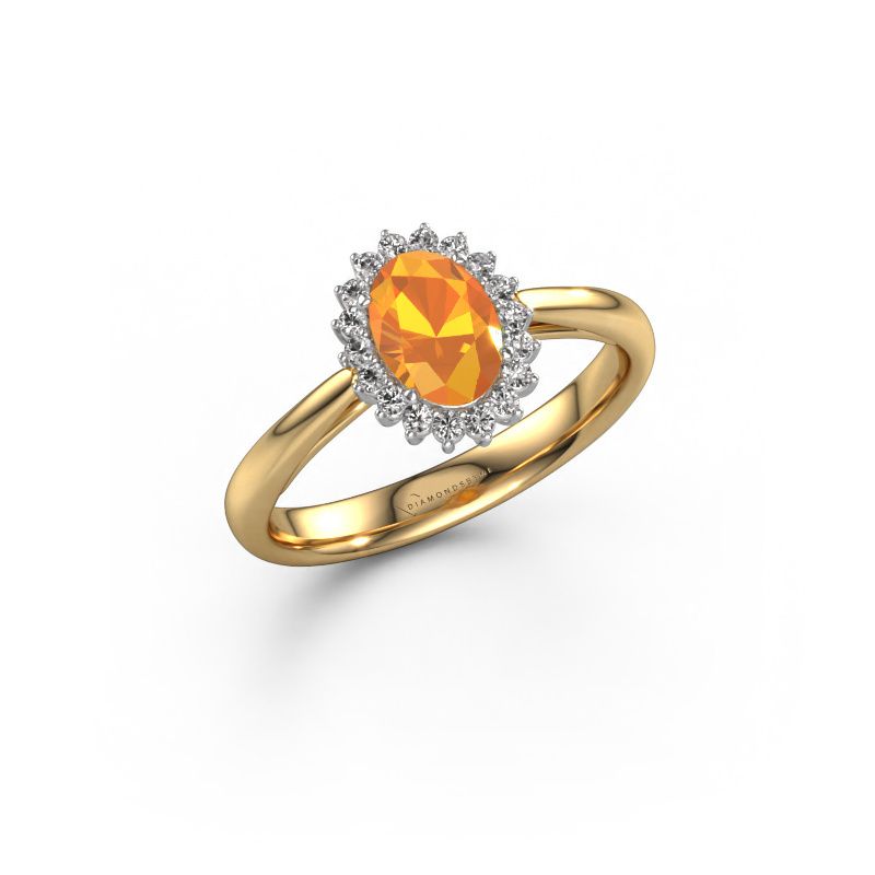Verlovingsring Tilly ovl 1 585 goud citrien 7x5 mm