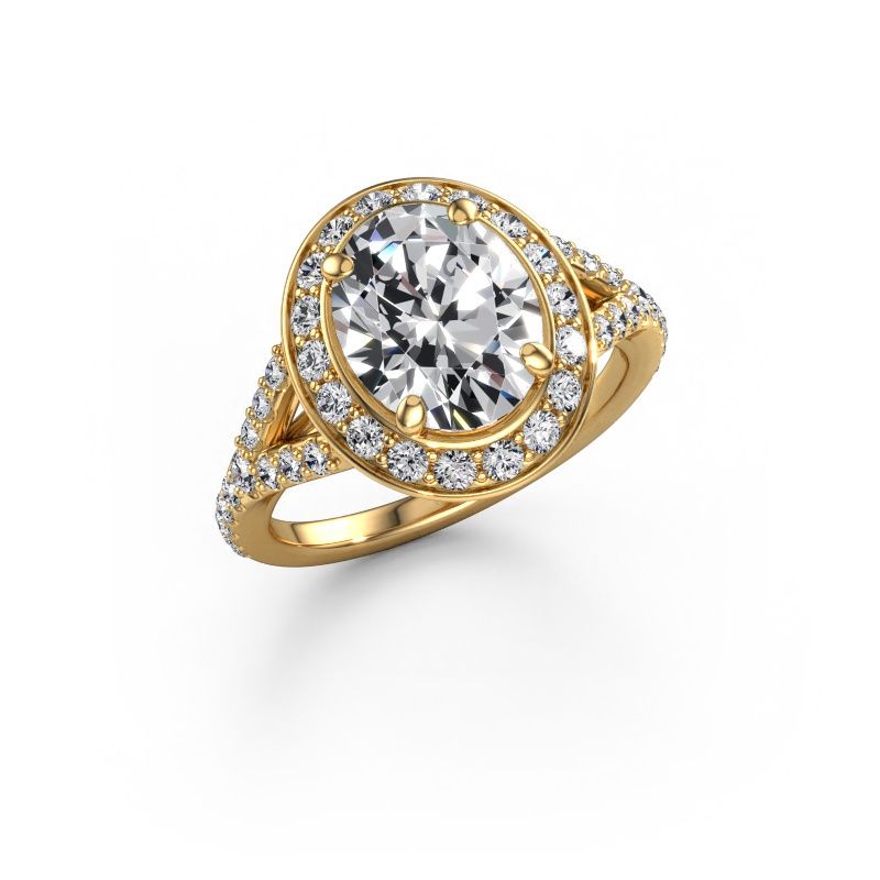 Engagement ring Pamela OVL 585 gold lab grown diamond 3.374 crt