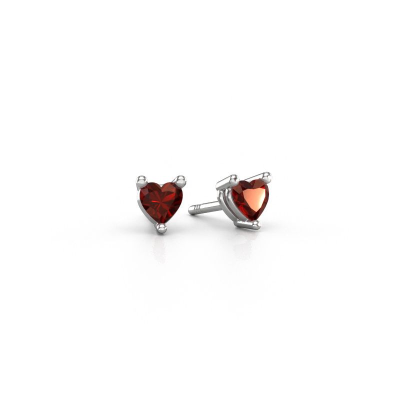 Oorstekers Garnet 585 witgoud granaat 4 mm