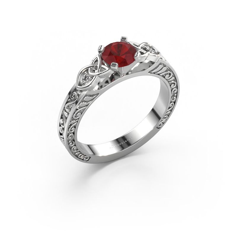 Engagement ring Gillian 585 white gold ruby 5 mm
