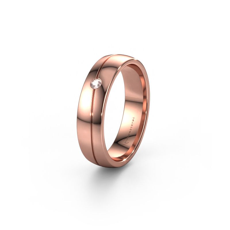Wedding ring WH0901L25AP 585 rose gold morganite champagne ±5x1.7 mm