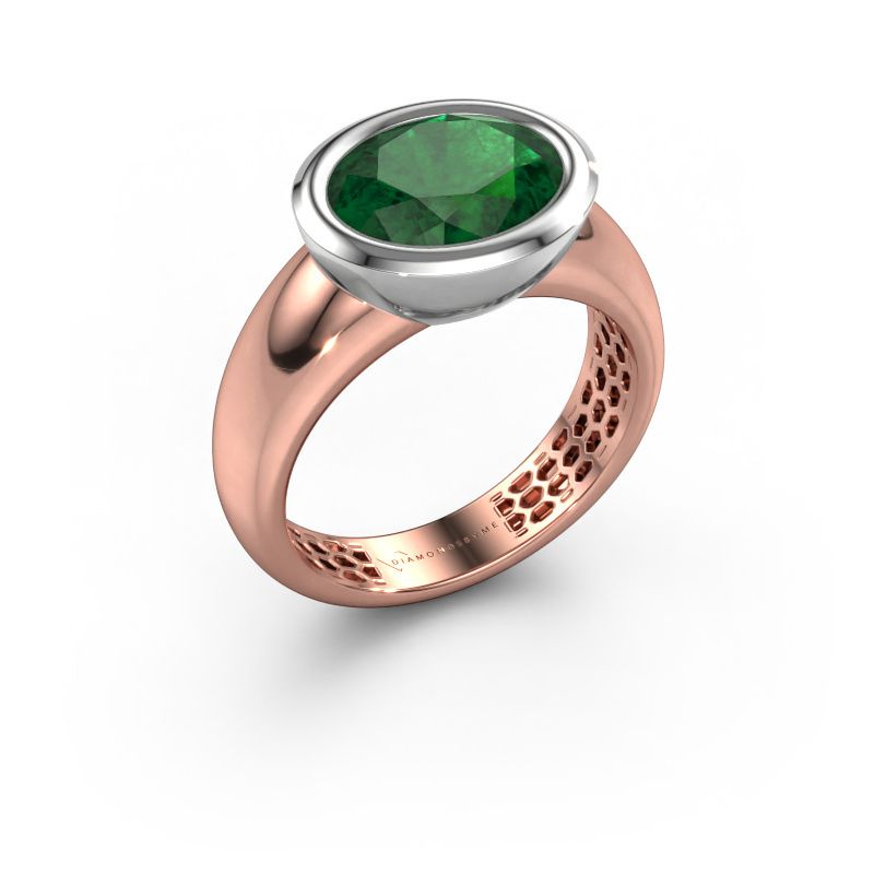 Ring Evelyne 585 Roségold Smaragd 10x8 mm