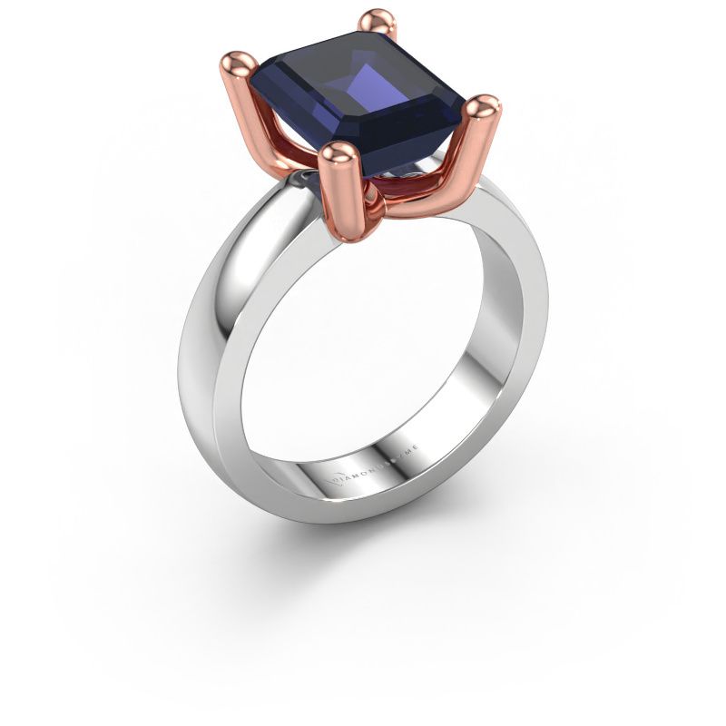 Ring Clelia EME 585 hvitt gull safir 10x8 mm