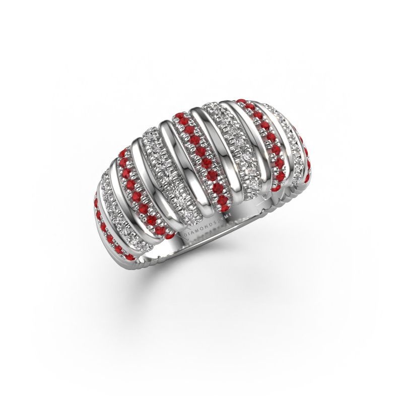 Ring Dawn 10mm 585 witgoud robijn 1 mm