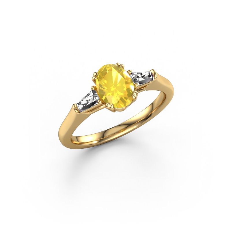 Engagement ring Indy OVL 585 gold yellow sapphire 8x6 mm