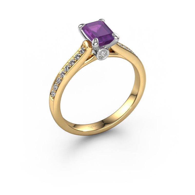 Engagement ring Valorie eme 2 585 gold amethyst 6.5x4.5 mm