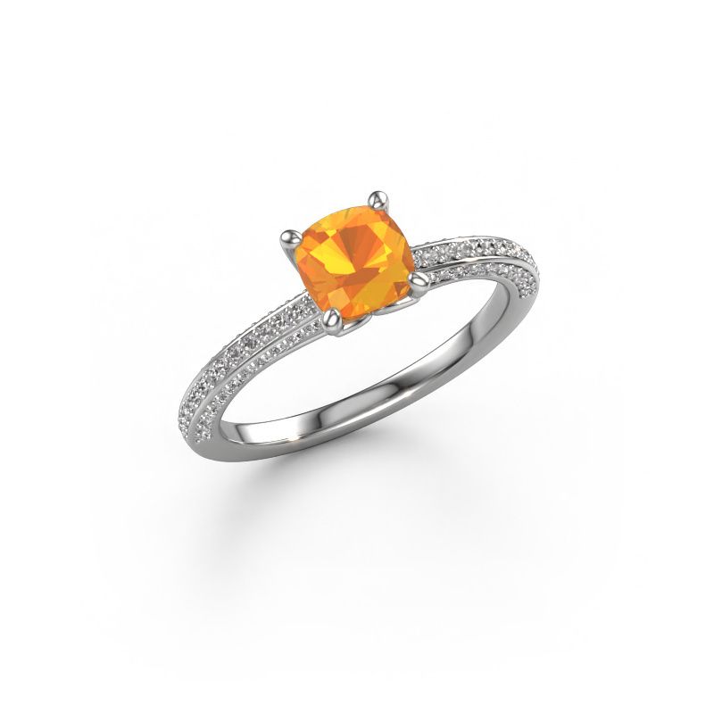 Bague de fiançailles Elenore cus 950 platine citrine 5.5 mm