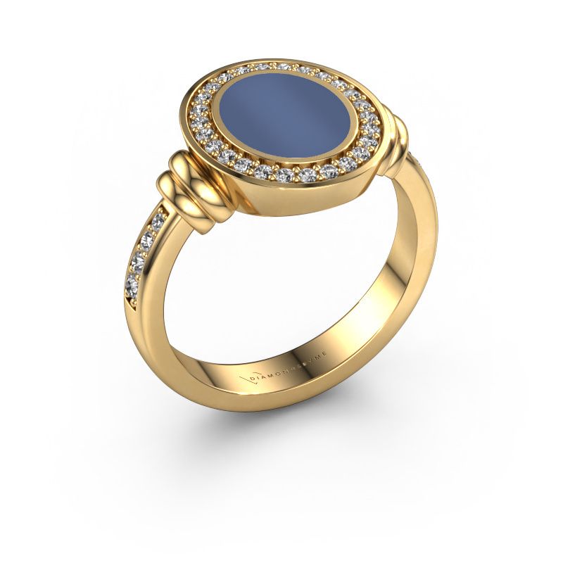 Zegelring Bailey 585 goud blauw lagensteen 10x8 mm