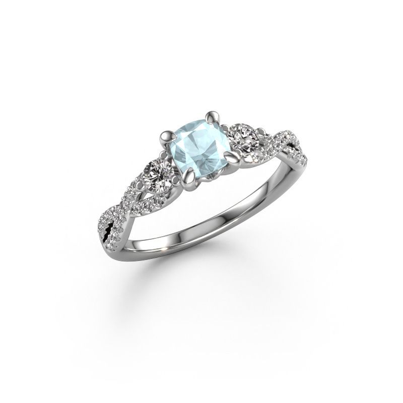 Verlovingsring Marilou CUS 950 platina aquamarijn 5 mm