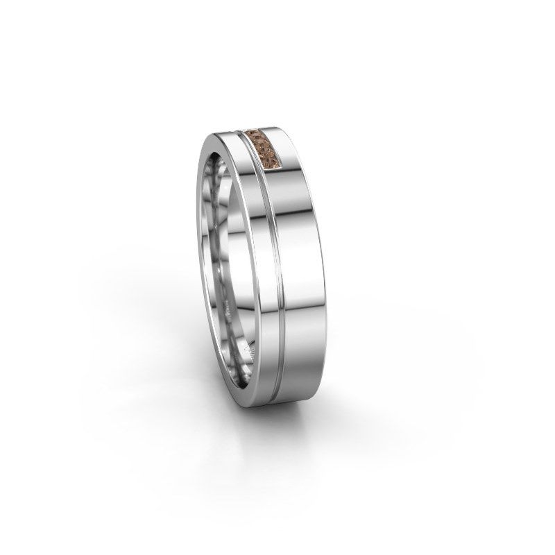 Image of Wedding ring WH0307L15AP<br/>950 platinum ±5x1.7 mm<br/>Brown diamond