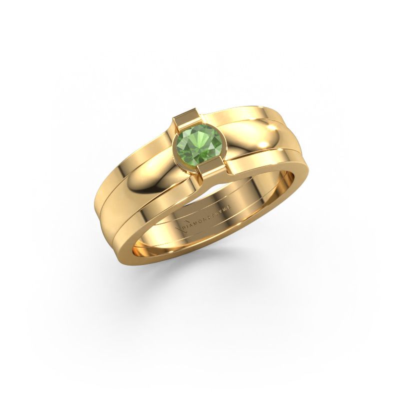 Ring Jade 585 Gold Turmalin grün 4 mm