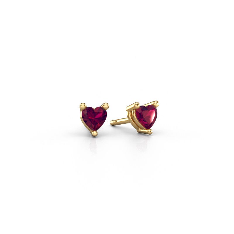 Oorstekers Garnet 585 goud rhodoliet 4 mm