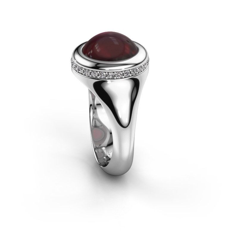 Afbeelding van Ring Lesli RND<br/>585 witgoud<br/>Granaat 10 mm