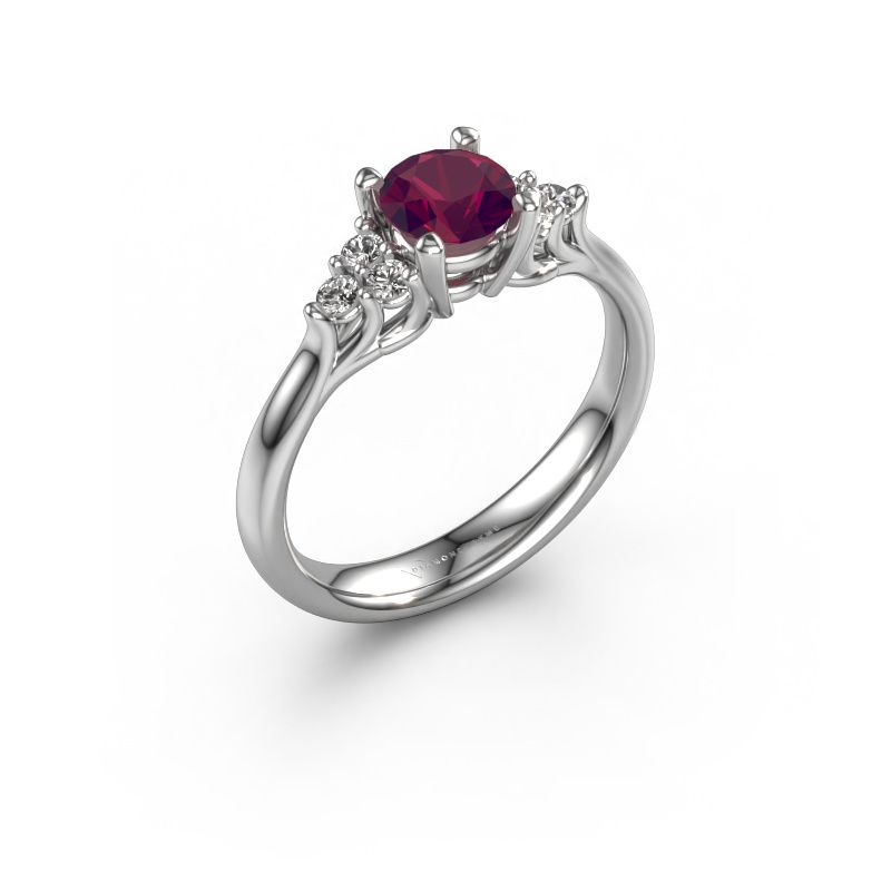 Verlovingsring Monika RND 585 witgoud rhodoliet 5.5 mm