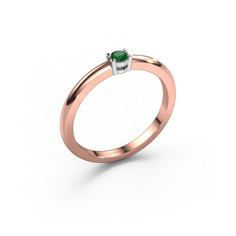 Bague Michelle 1 585 or rose emeraude 2.7 mm