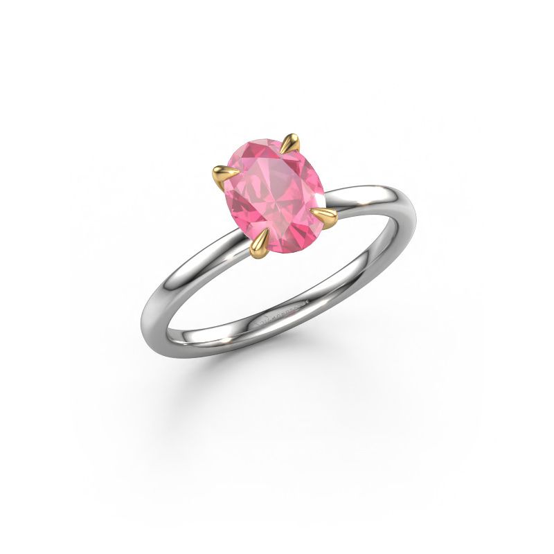 Image of Engagement Ring Crystal Ovl 1<br/>585 white gold<br/>Pink sapphire 8x6 mm