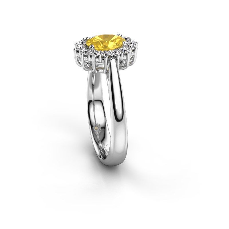 Image de Bague de fiançailles Margien 1<br/>585 or blanc<br/>Saphir jaune 7x5 mm