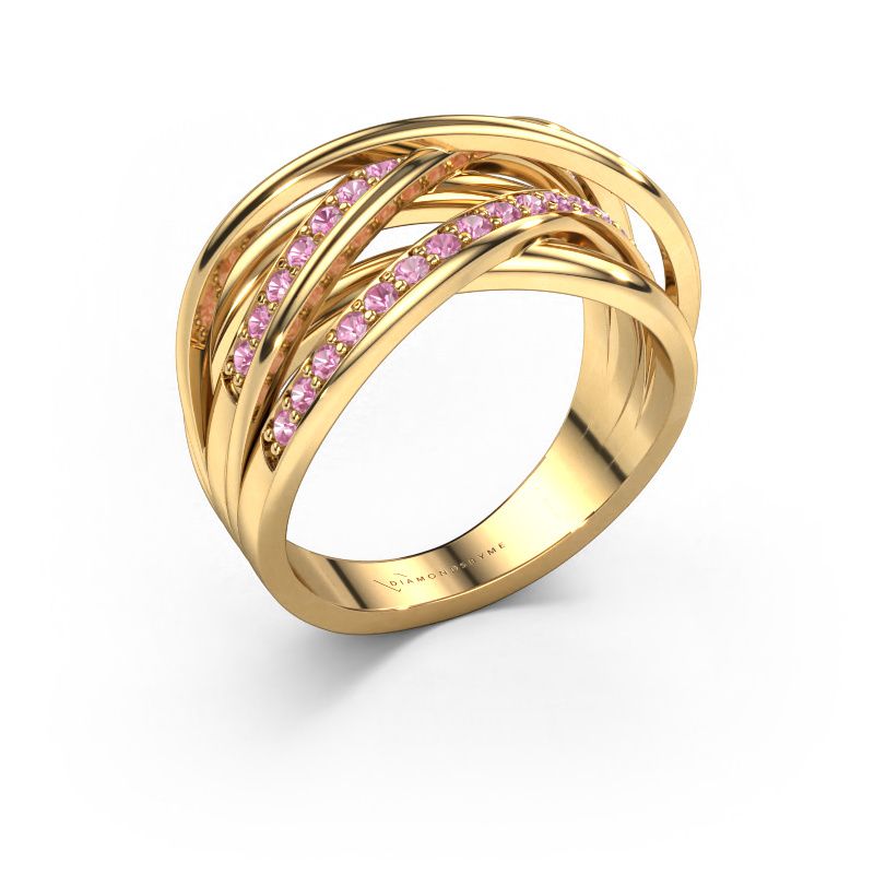 Ring Fem 2 585 goud roze saffier 1.5 mm