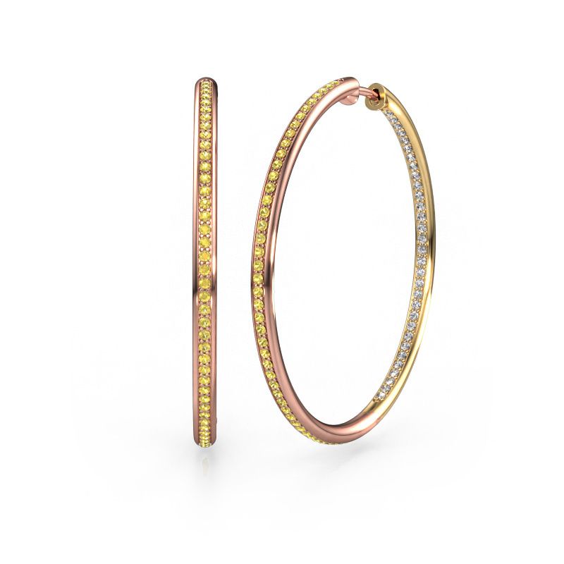 Hoop earrings Sina 35mm 585 rose gold yellow sapphire 1.1 mm