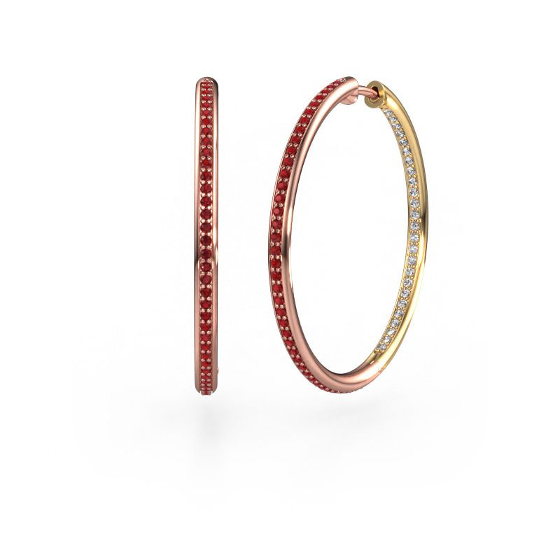 Hoop earrings Sina 30mm 585 rose gold ruby 1.1 mm