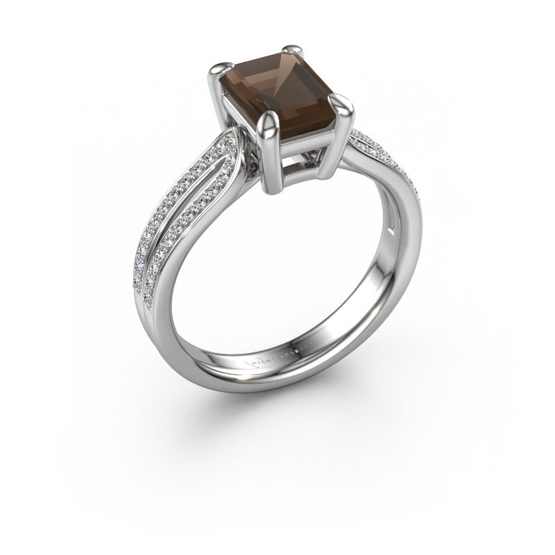 Verlobungsring Antonia eme 2 950 Platin Rauchquarz 8x6 mm