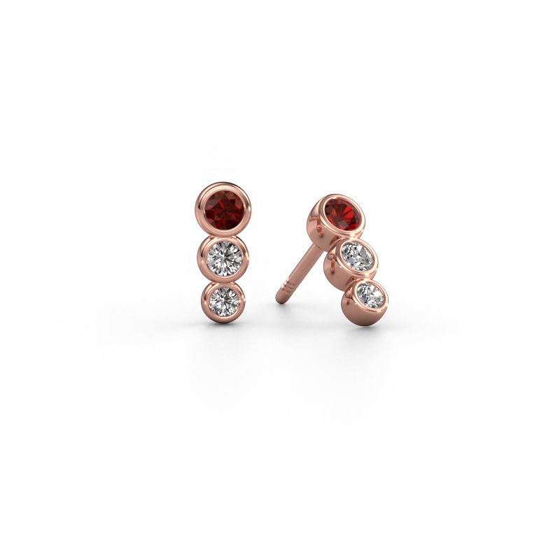 Boucles d'oreilles Felica 585 or rose grenat 2.7 mm