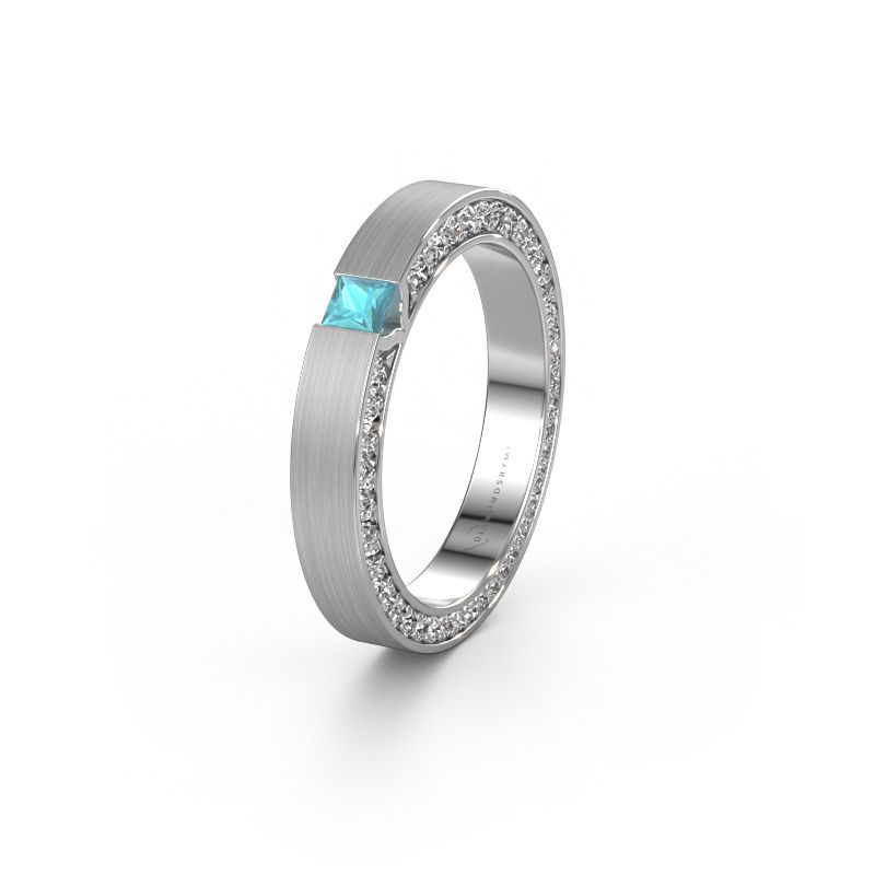 Wedding ring WH2140L14B 585 white gold blue topaz ±3,5x2 mm