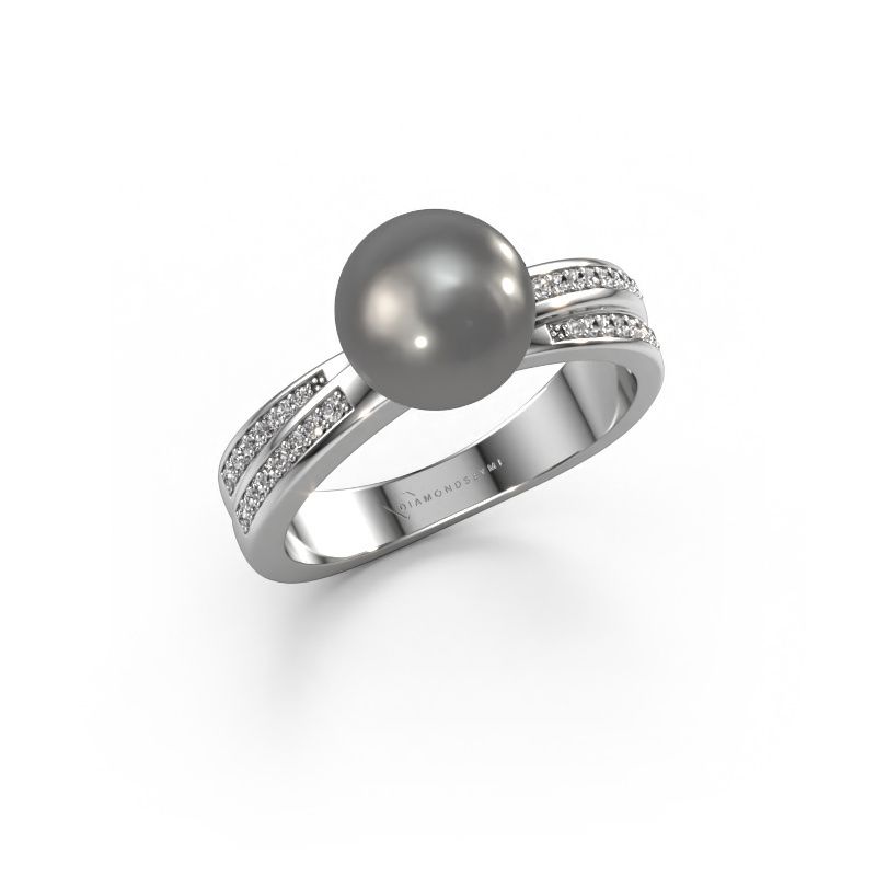 Ring Jolies 585 witgoud grijze parel 8 mm